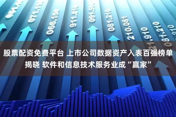股票配资免费平台 上市公司数据资产入表百强榜单揭晓 软件和信息技术服务业成“赢家”