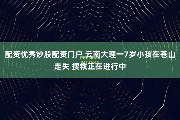配资优秀炒股配资门户 云南大理一7岁小孩在苍山走失 搜救正在进行中